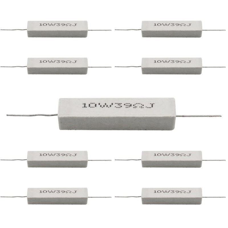 Dimlove Cement Resistor,10 PCS 10w 39 Ohm 5% Axial Lead Wire Resistor White Wound Fixed Ceramic Cement Resistors Wirewound Cement Power Resistors Flame Heat Moisture Resistance Precharge Horizontal Resistors - Image 2